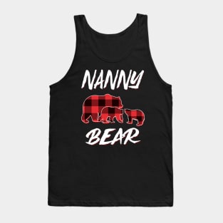 Nanny Bear Red Plaid Christmas Pajama Matching Family Gift Tank Top